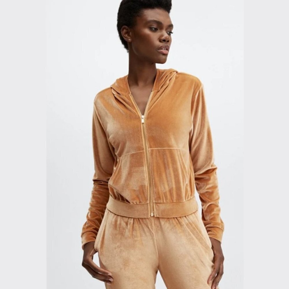 Fabletics Women's Light Honey Donna Velour Hoodie - L